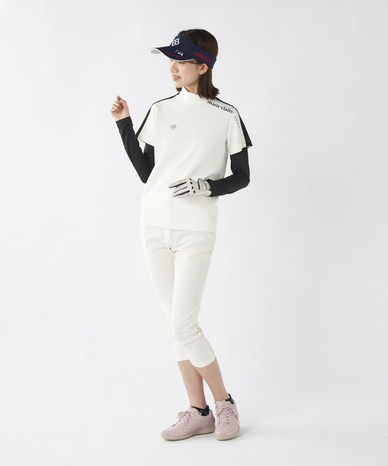 marie claire UV・ストレッチ 花柄モックネックシャツ 713-611