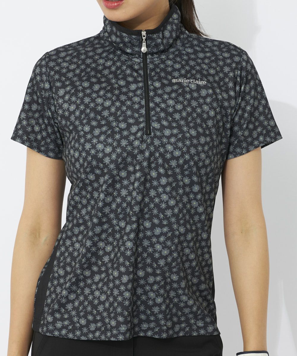 marie claire SPORT の  レディース ゴルフ 半袖ハイネック 総柄