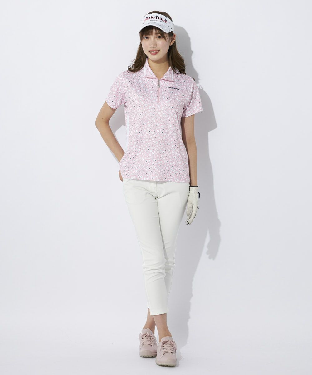marie claire SPORT の  レディース ゴルフ 半袖ハイネック 総柄