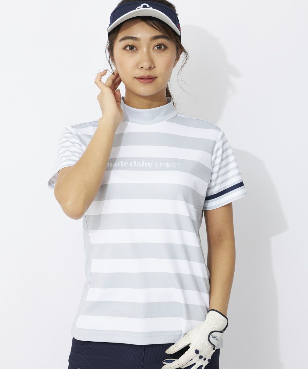 marie claire SPORT の  レディース ゴルフ 半袖ハイネック 総柄