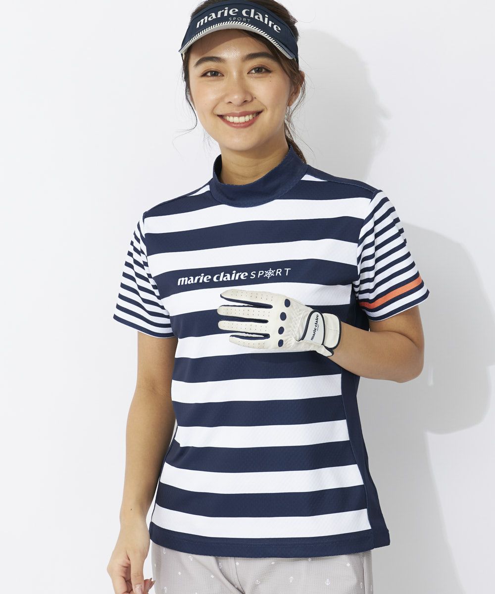 marie claire SPORT の  レディース ゴルフ 半袖ハイネック 総柄