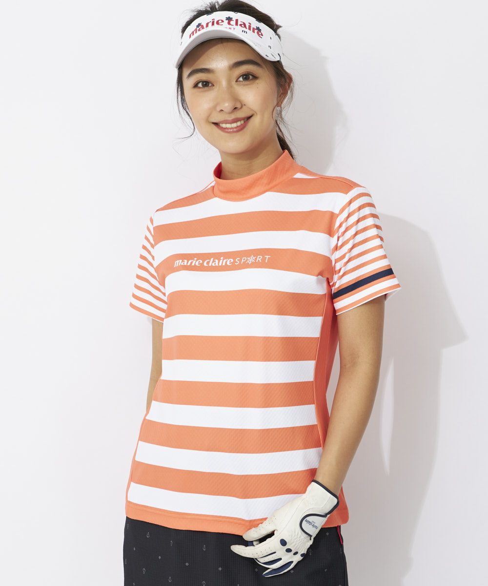marie claire SPORT の  レディース ゴルフ 半袖ハイネック 総柄
