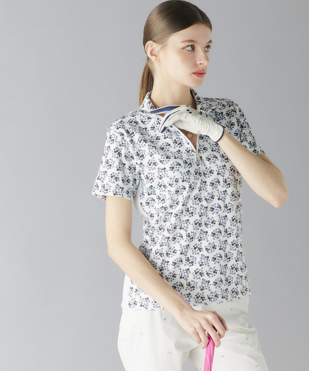 marie claire SPORT の  レディース ゴルフ 半袖ハイネック 総柄