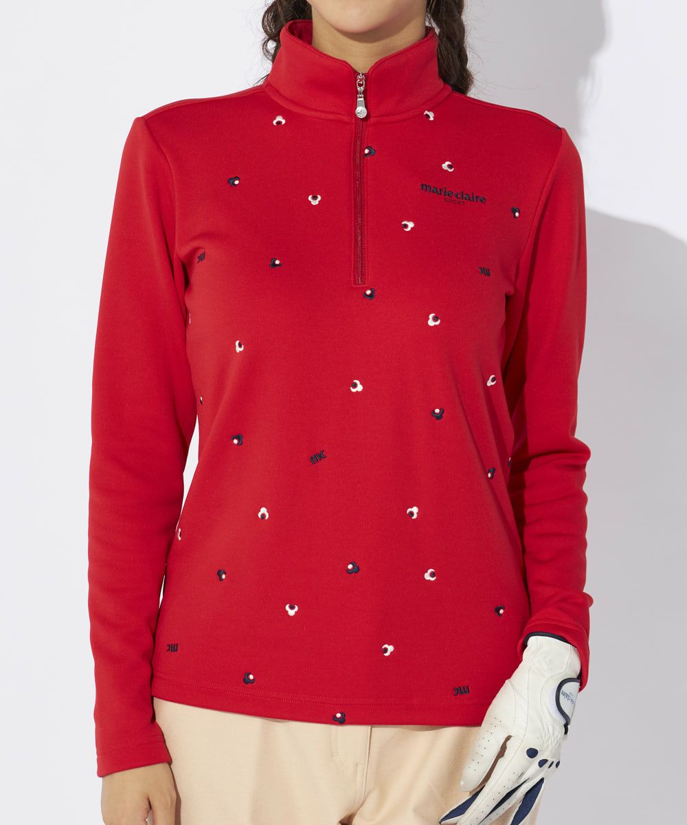 marie claire SPORT の  レディース ゴルフ 長袖ハイネック 総柄