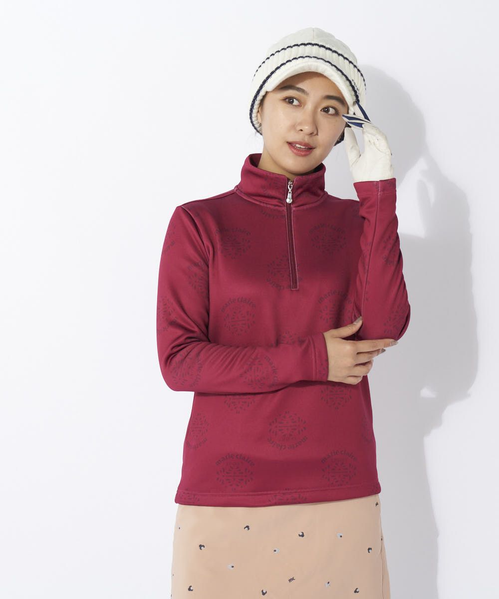marie claire SPORT の  レディース ゴルフ 長袖ハイネック 総柄